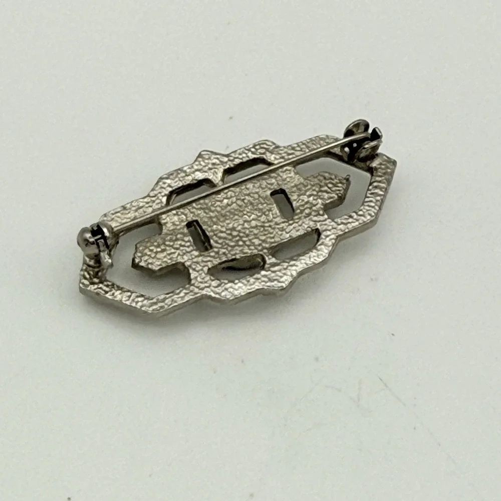 Vendome Black Cabochon Scatter Pin Silver Tone Art Deco Style Brooch